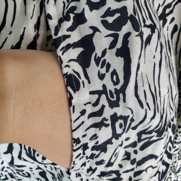 Anne Carson Womens Animal Print Full Zip Linen Hooded Jacket Size 2X - Picture 4 of 6